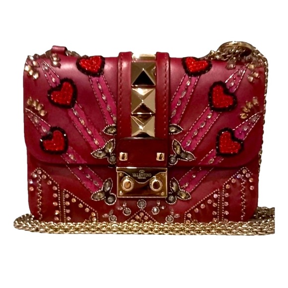 Valentino Garavani Handbags - Valentino Garavani Heart Beaded Glam Lock Bag